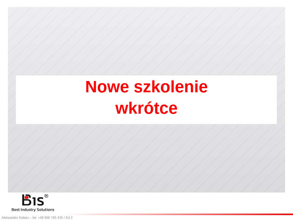 Nowe szkolenie wkrótce